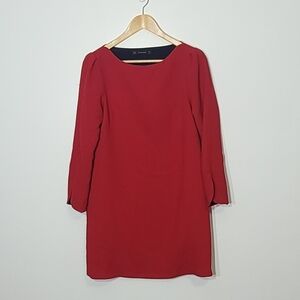 Zara Dark Red Classic Business Casual Long Sleeve Loose Fit Office Dress Medium